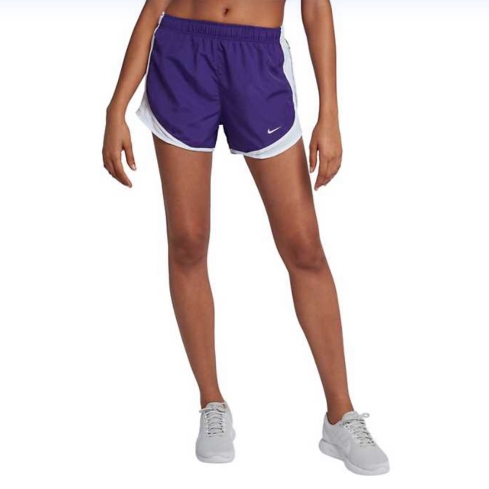 Nike Womens Dri-Fit Tempo Shorts Dark Purple and White